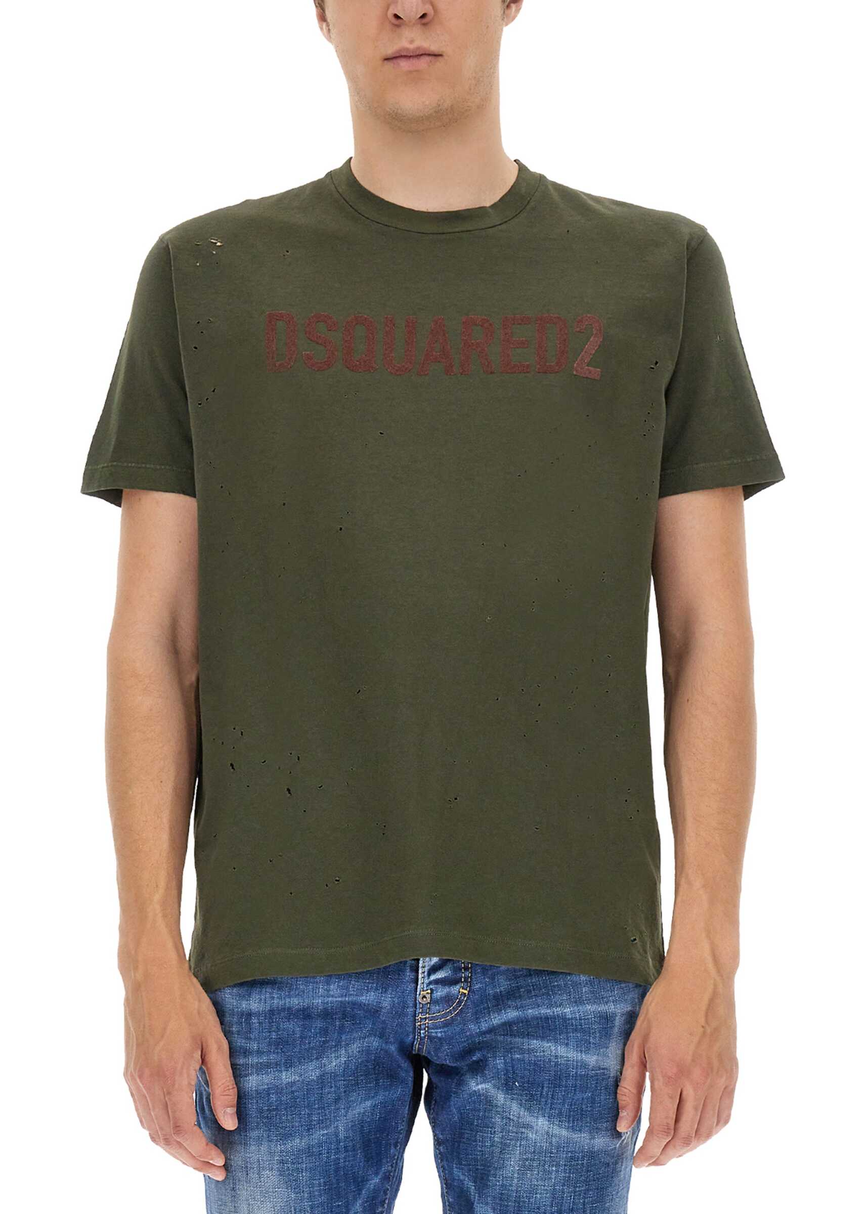 DSQUARED2 Logo Print T-Shirt MILITARY GREEN