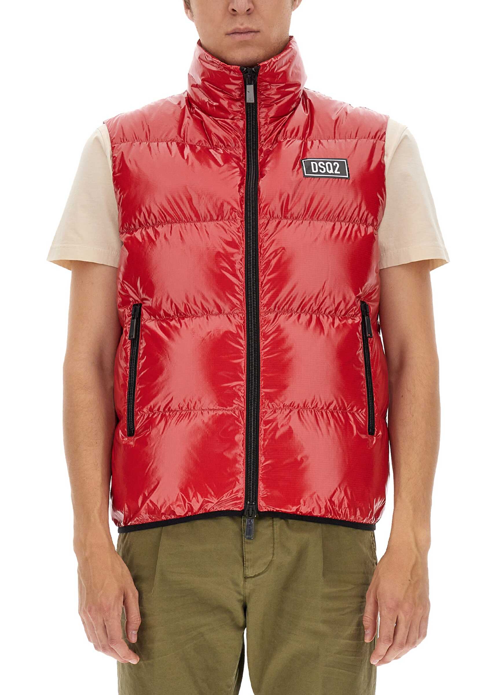 DSQUARED2 „Puffer” Vest With Logo Patch RED "Puffer"