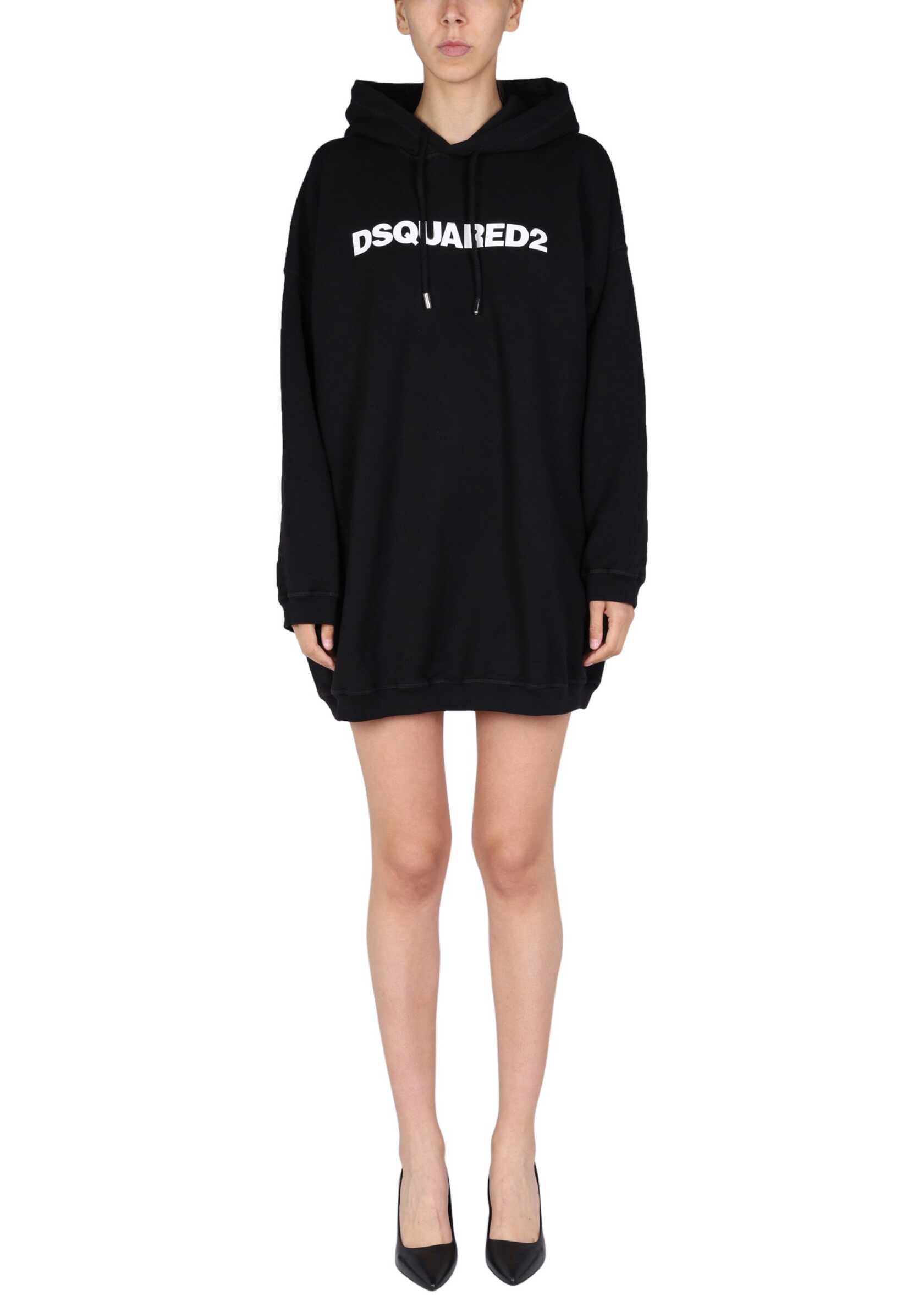 DSQUARED2 Sweatshirt Dress With Logo Print BLACK