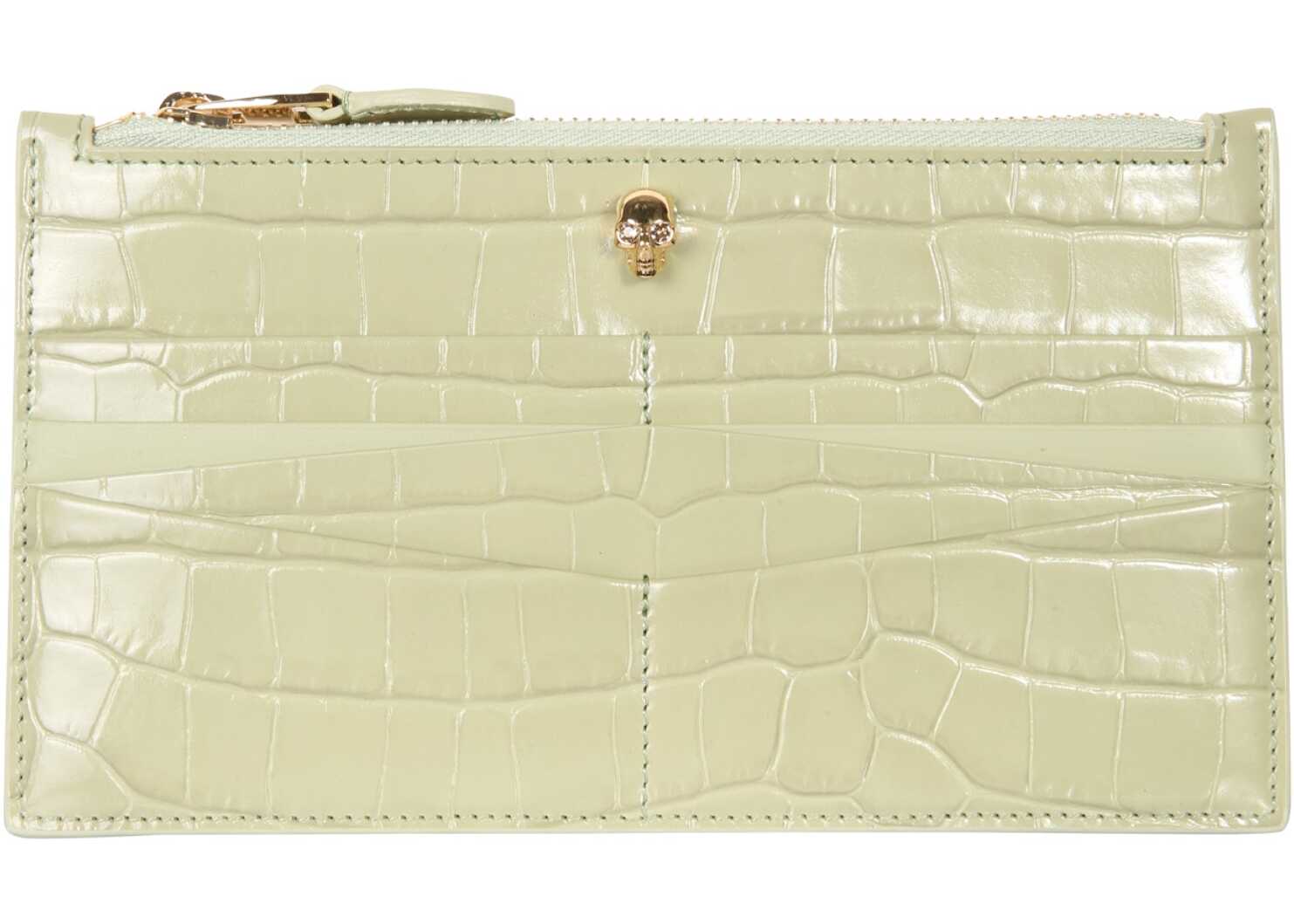 Alexander McQueen Flat Wallet With Zipper GREEN