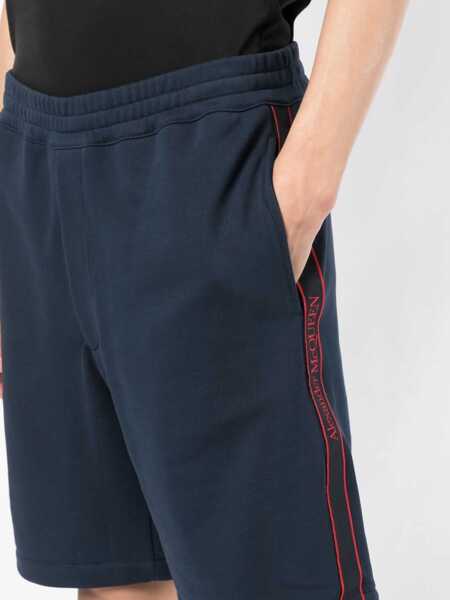 Pantaloni scurti Alexander McQueen Bermuda Shorts With Selvedge Logo Band BLUE Barbati (BM 9073169) 5