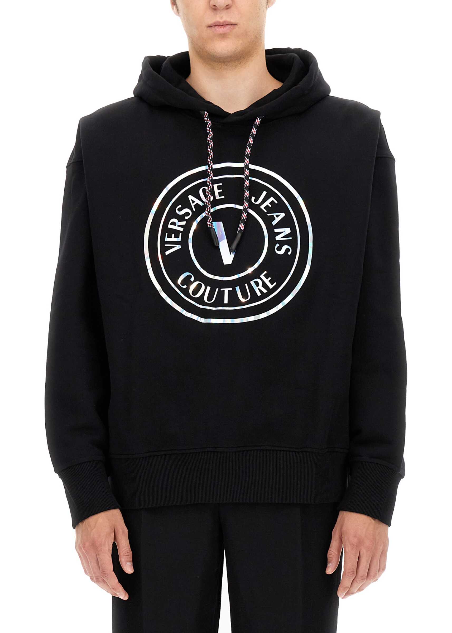 Versace Jeans Couture Sweatshirt With Laminated Logo BLACK