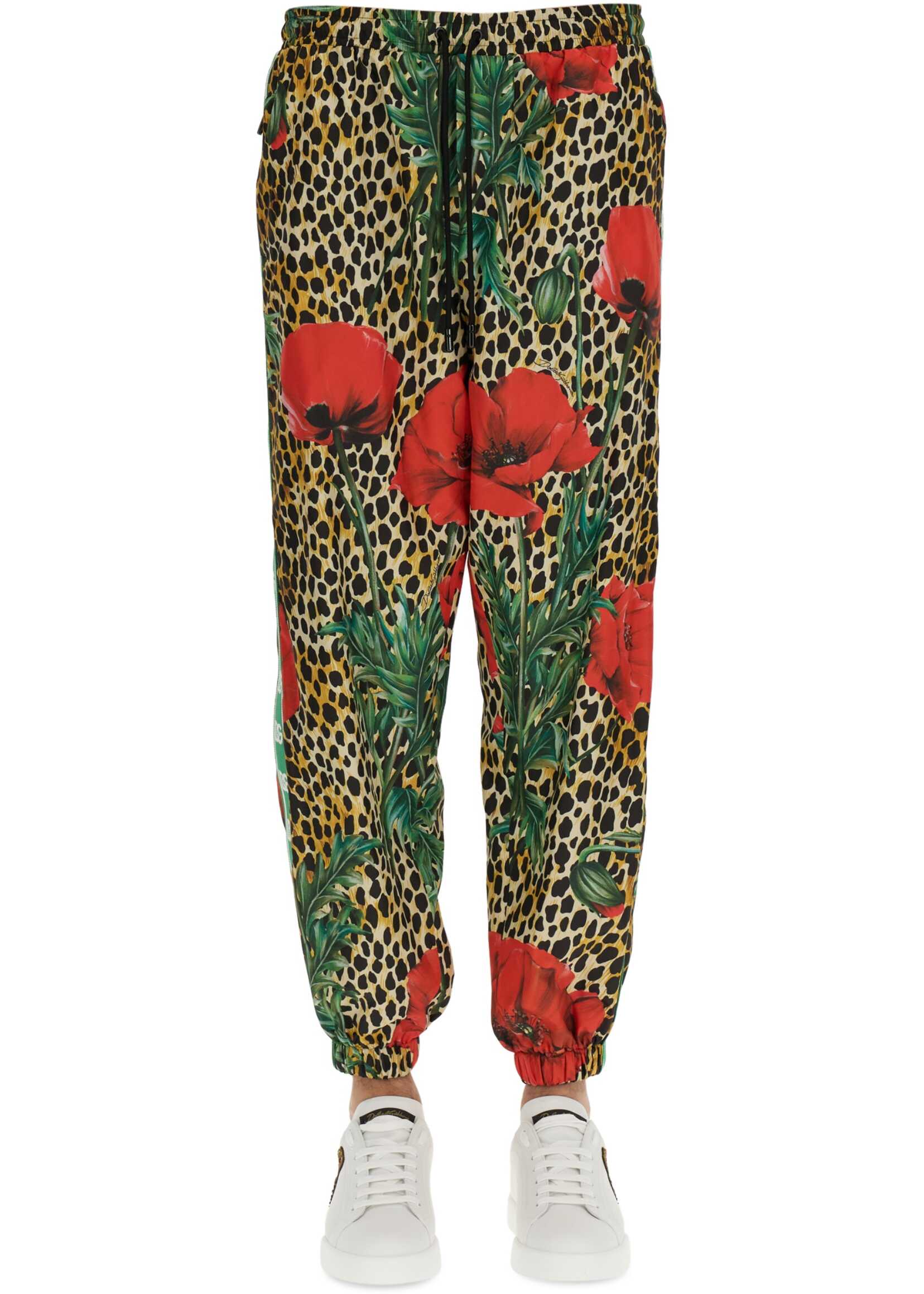 Dolce & Gabbana Poppy And Oceolot Print Jogging Pants MULTICOLOUR