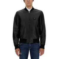 Geci de piele Jacket With Logo Plaque Barbati