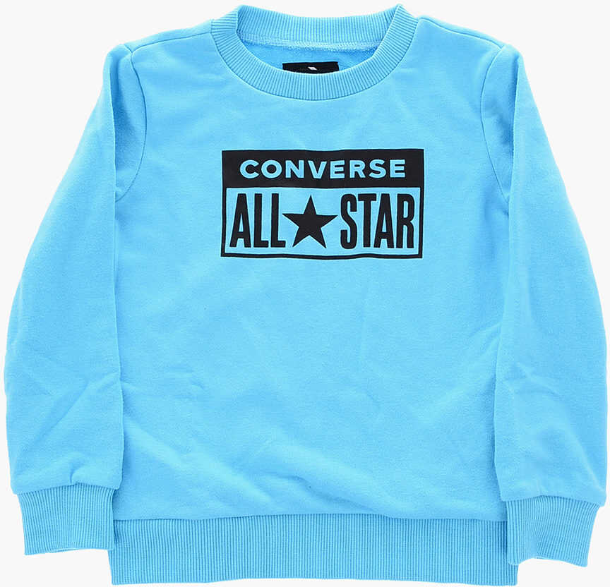 Converse All Star Contrasting Printed Crew-Neck Sweatshirt Light Blue