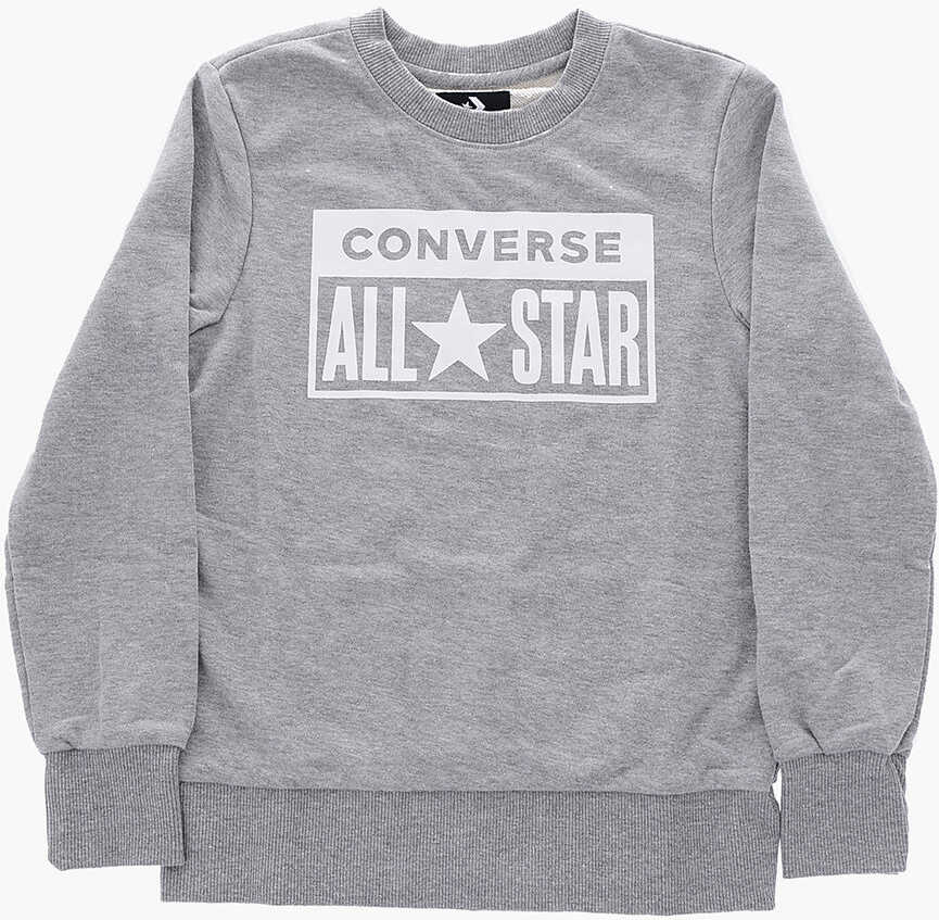 Converse All Star Contrasting Printed Crew-Neck Sweatshirt Gray