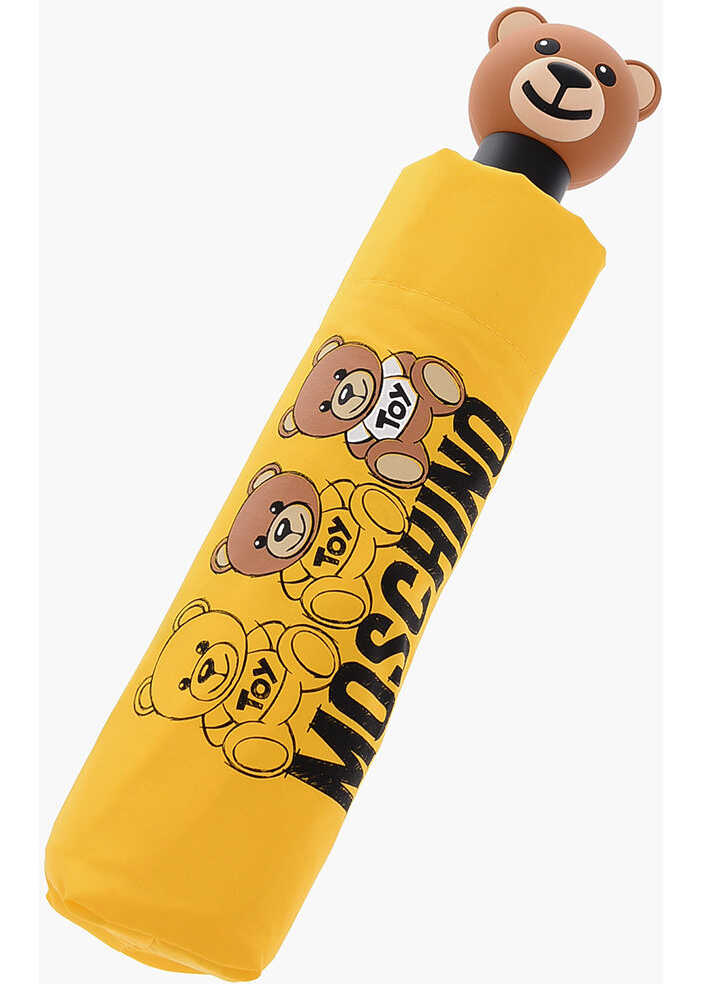 Moschino Toy Logo Printed Openclose Umbrella Yellow