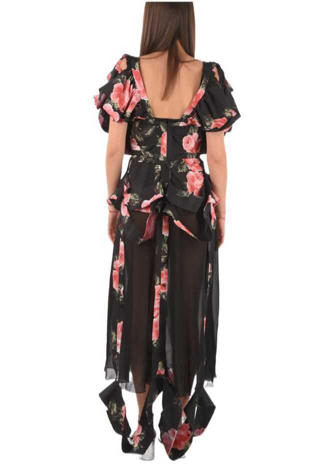 Rochii lungi Maison Margiela Mm0 Floral-Printend Illusion Neckline Dress With Cut Out Det Multicolor Femei (BM 9078701) 2