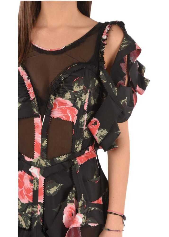 Rochii lungi Maison Margiela Mm0 Floral-Printend Illusion Neckline Dress With Cut Out Det Multicolor Femei (BM 9078701) 3