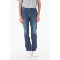 Blugi drepti Id Luxury Denim Stretched Cotton Dark-Wash Jeans With 5 Pock Barbati