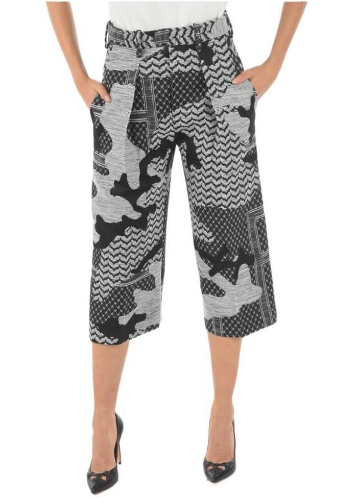 Neil Barrett Slouchy Pants Masculine Slouch With Abstract Pattern Black & White