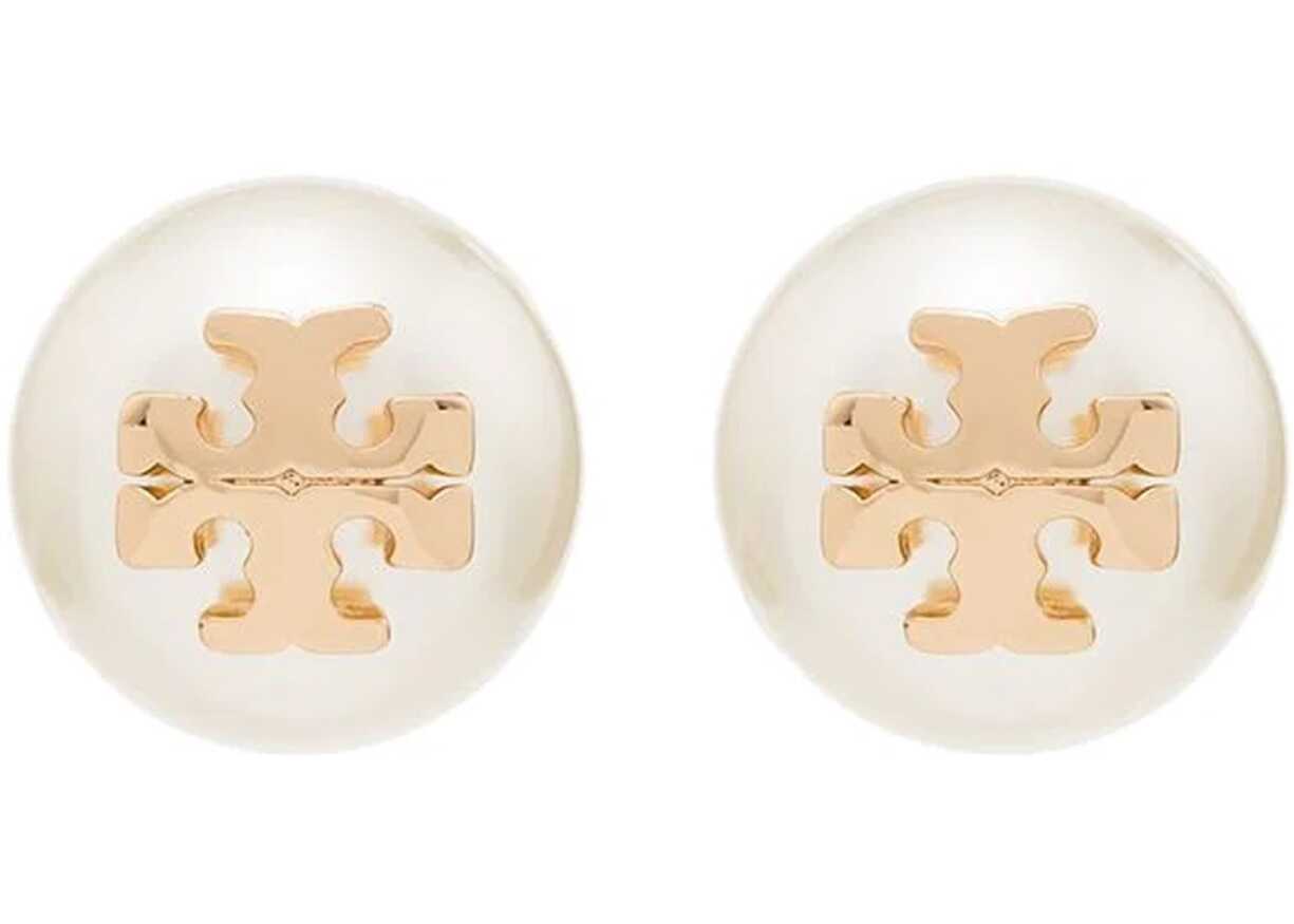 Tory Burch Crystal Pearl Stud Earrings GOLD image