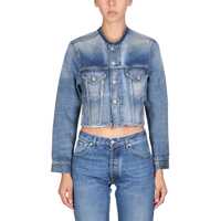 Geci de blugi Collarless Cropped Jacket Femei