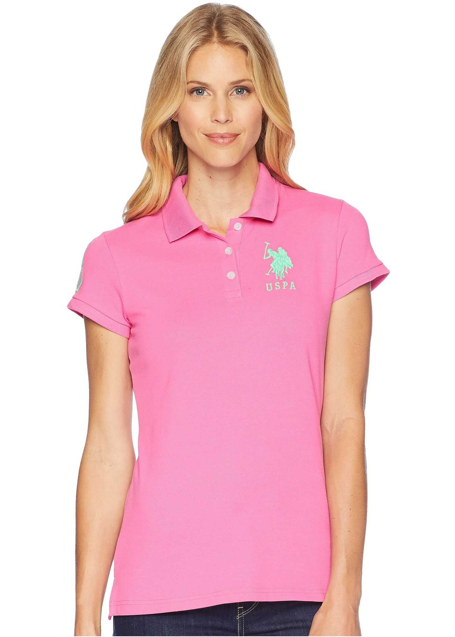 Tricou U.S. POLO ASSN. USPA Solid Polo Hibiscus Blossom/Neon Green