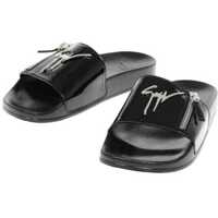 Saboti Leather Cantadora Slides With Zip Embellishment Barbati