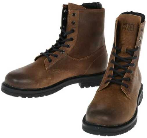 Diesel Contrasting Laces Leather D-Alabhama Cb Combat Booties Brown