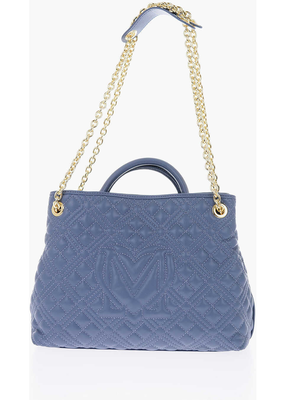 Genti de mana Moschino Love Quilted Eco-Leather Bag With Gold Chain Gray Femei (BM 9102413) 2