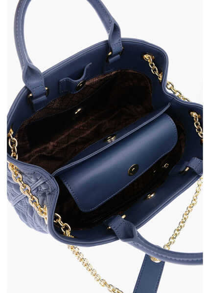 Genti de mana Moschino Love Quilted Eco-Leather Bag With Gold Chain Gray Femei (BM 9102413) 4