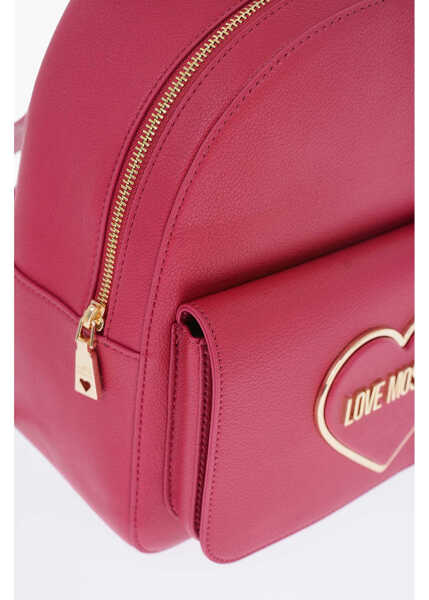 Rucsacuri Moschino Love Textured Faux Leather Backpack With Maxi Pocket Violet Femei (BM 9102446) 3