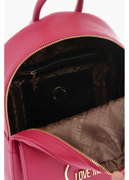 Rucsacuri Moschino Love Textured Faux Leather Backpack With Maxi Pocket Violet Femei (BM 9102446) 4