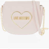 Genti tip postas Love Textured Faux Leather Saddle Bag With Embossed Logo Femei