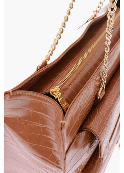 Genti de umar Moschino Love Crocodile Effect Faux Leather Tote Bag Beige Femei (BM 9102647) 4