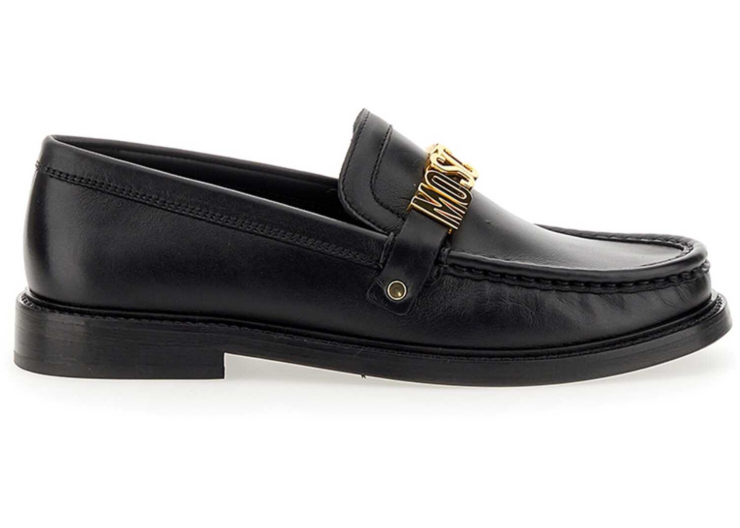 Moschino Loafer With Logo Plaque BLACK b-mall.ro