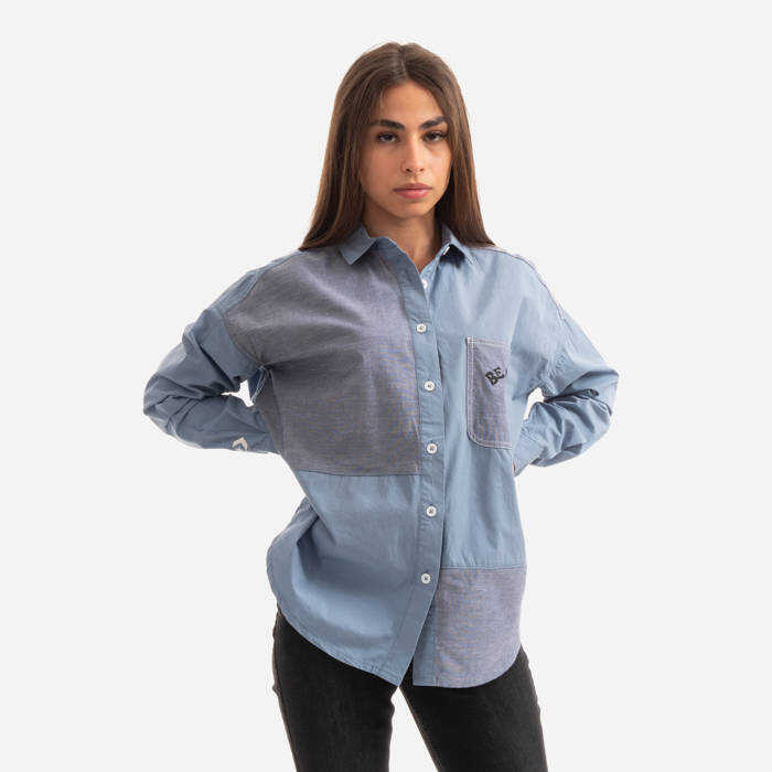 Converse Colorblocked Button Down Shirt 10022971-A02 BLUE