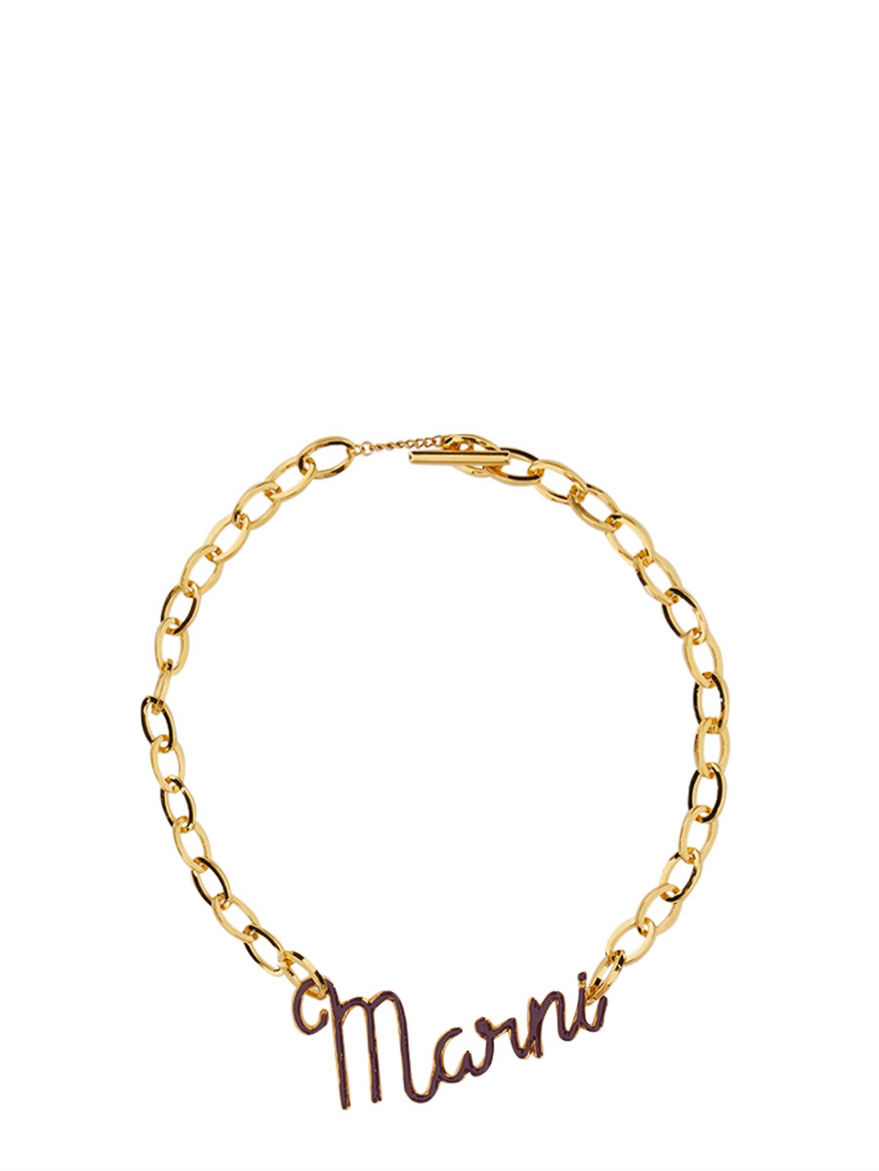 Marni Necklace With Cursive Logo BORDEAUX