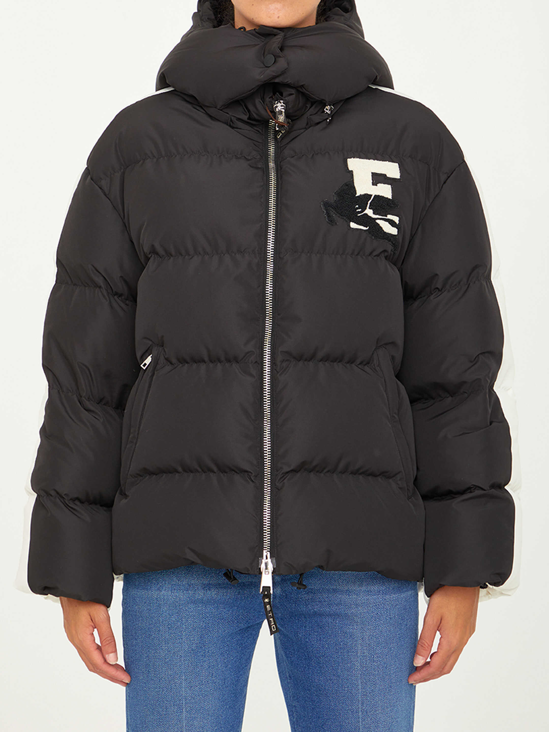 ETRO Bicolor Nylon Down Jacket Black/white