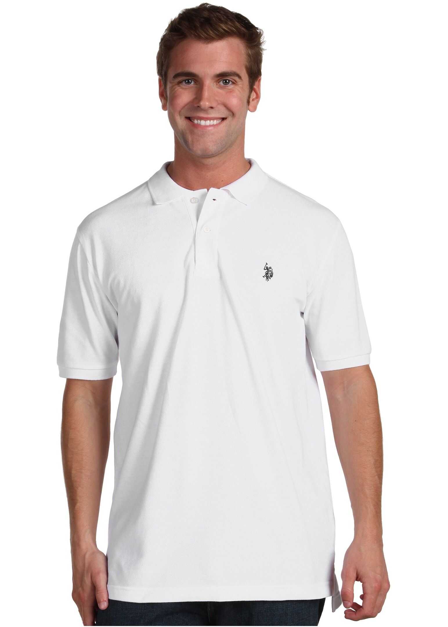 Tricou U.S. POLO ASSN. Solid Cotton Pique Polo with Small Pony White