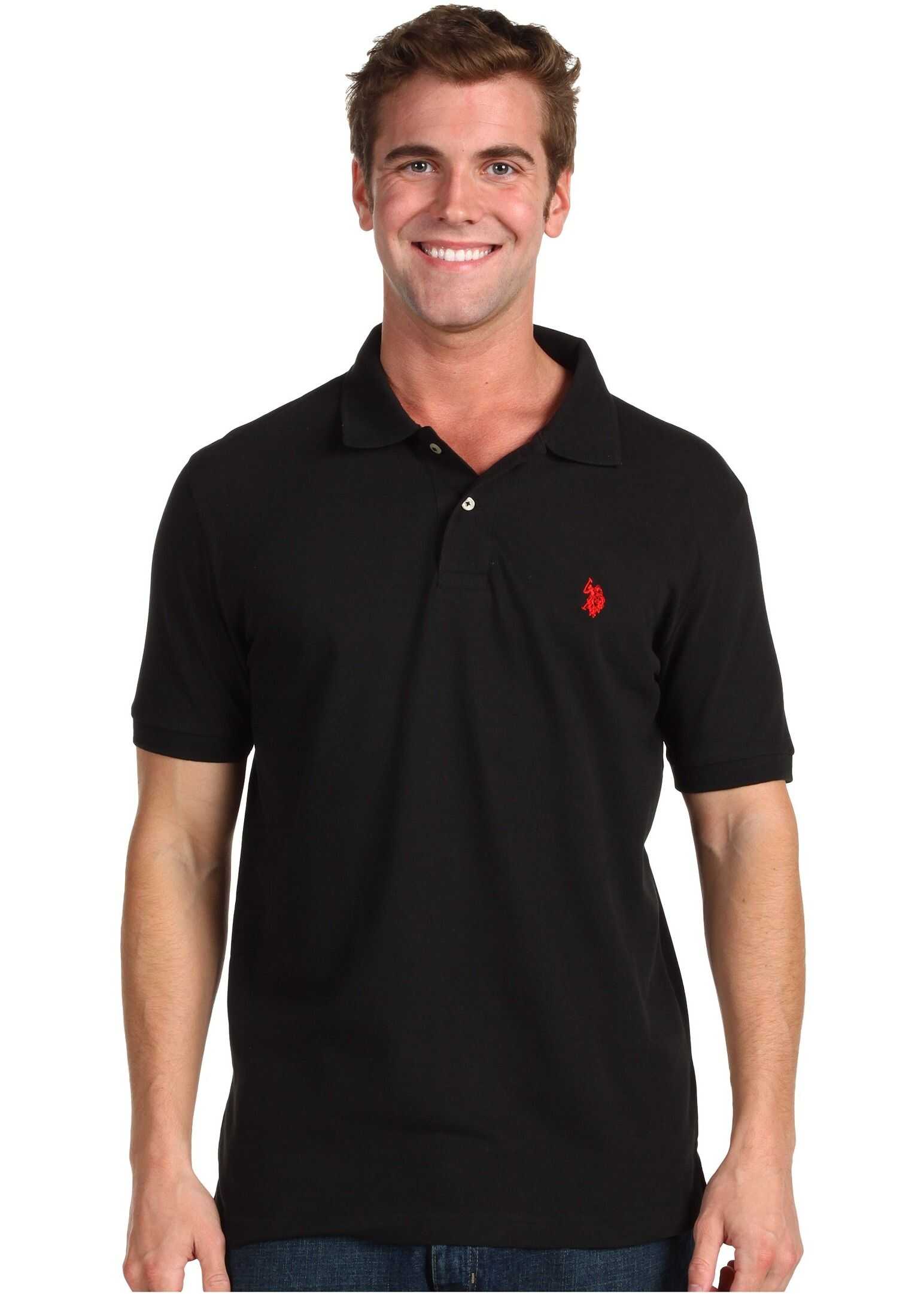 U.S. POLO ASSN. Solid Cotton Pique Polo with Small Pony Black