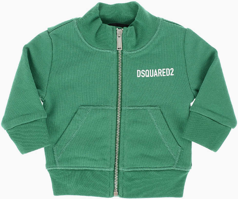 Dsquared2 Kids Icon Logo Printed Sweatshirt With Zip Closure Green