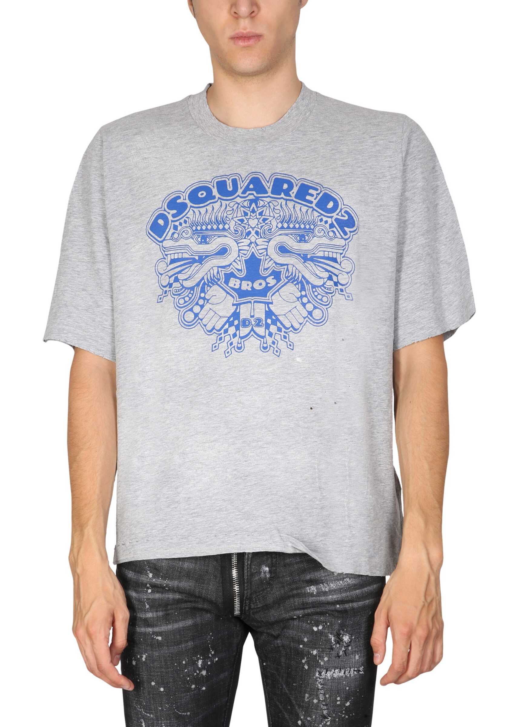 DSQUARED2 Dragon Bros Football T-Shirt GREY