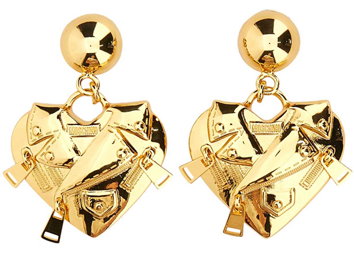Moschino Biker Heart Earrings GOLD