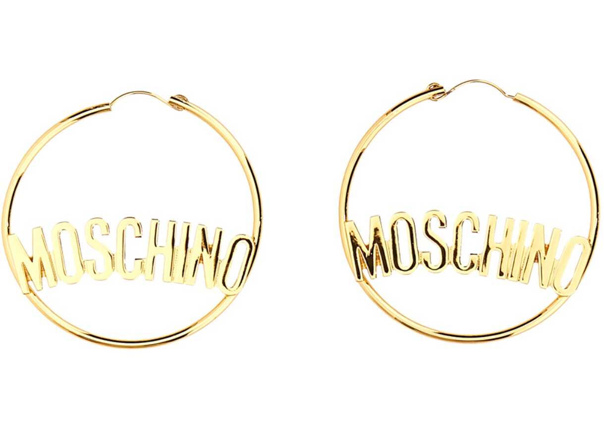 Moschino Lettering Logo Hoop Earrings GOLD
