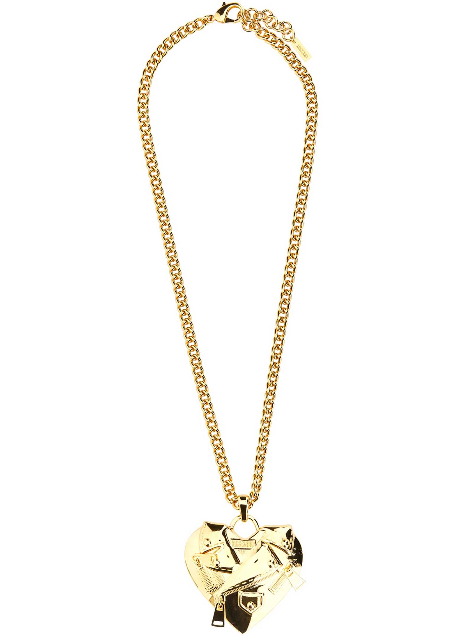 Moschino Biker Heart Pendant Necklace GOLD