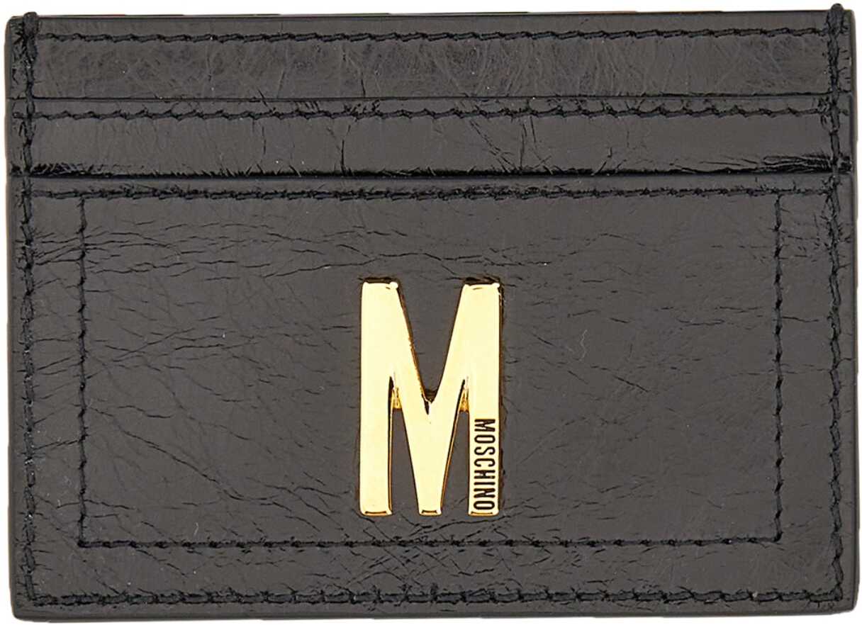 Moschino Card Holder With Gold Plaque BLACK