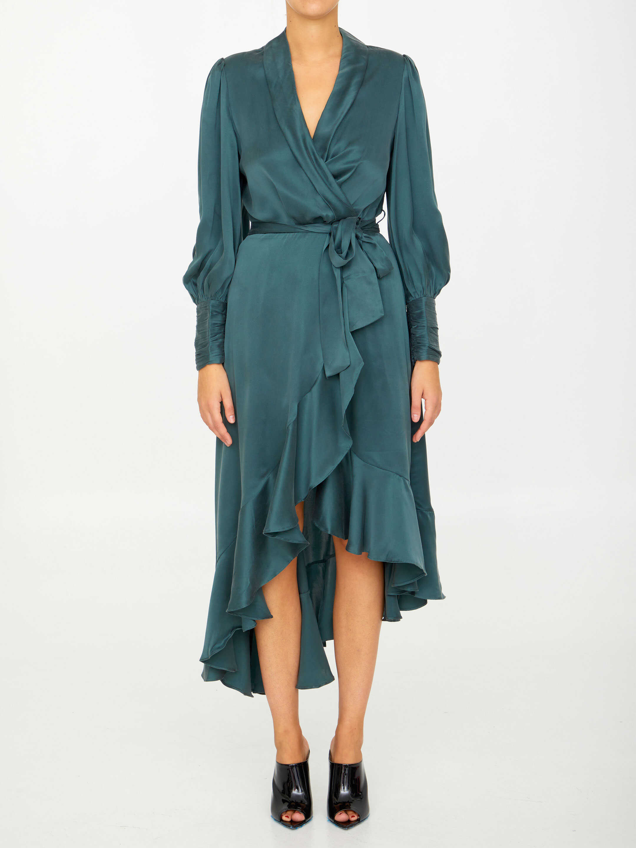 ZIMMERMANN Silk Wrap Dress Green image4