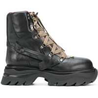 Ghete Leather Equipment Lace-Up Combat Boots With Statement Sole Barbati