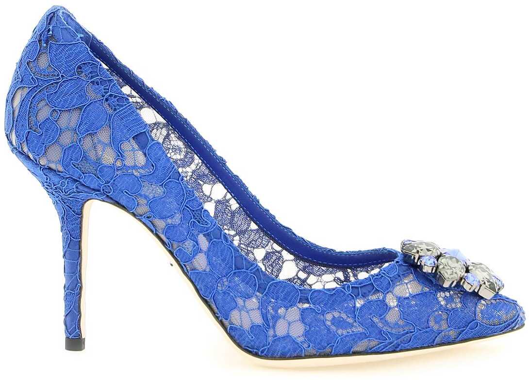Dolce & Gabbana Charmant Lace Bellucci Pumps BLUE b-mall.ro