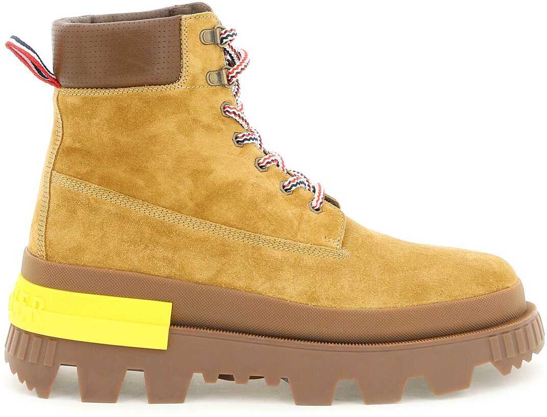 Moncler Basic Suede Leather Mon Corp Ankle Boots CAMEL