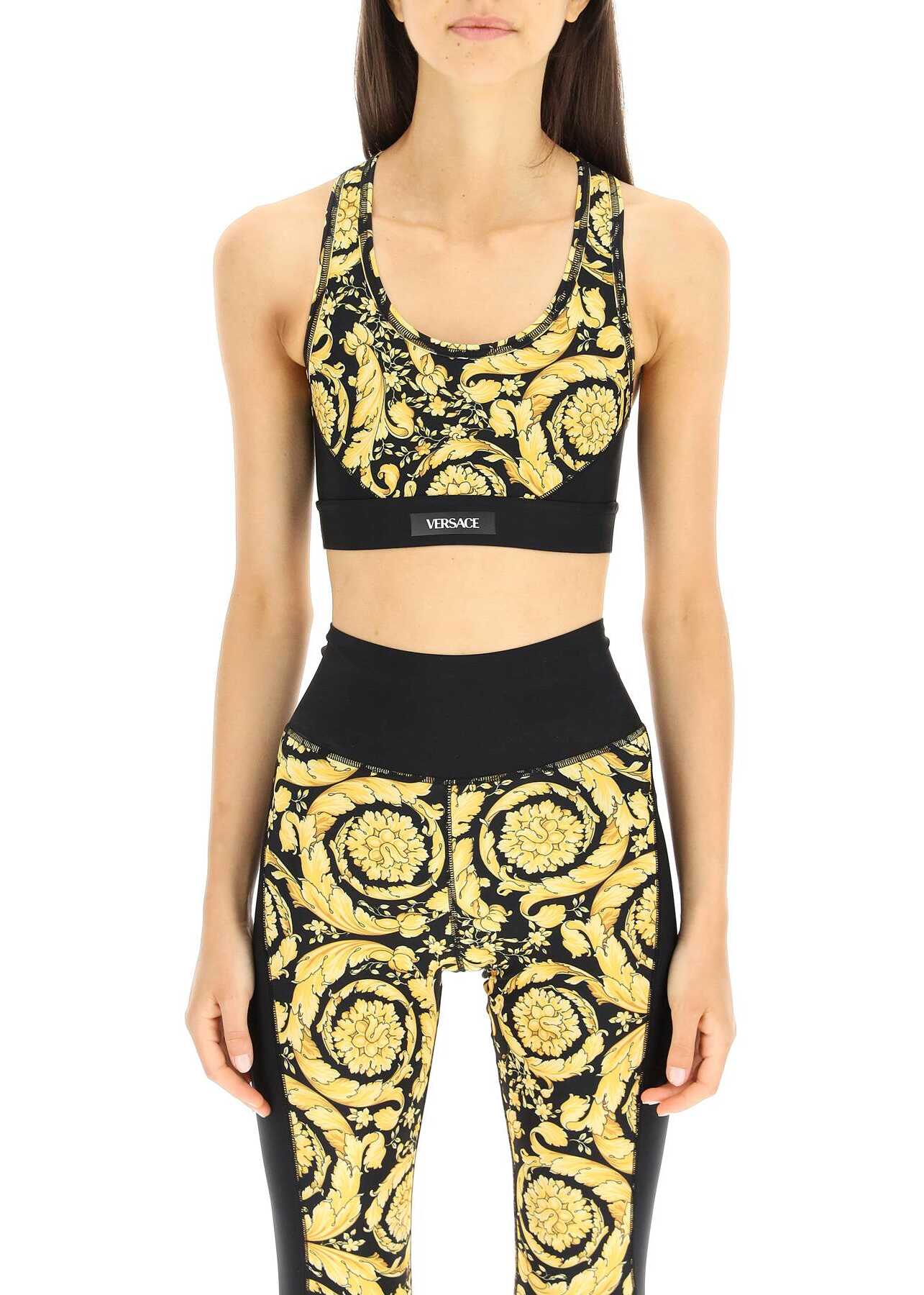 Versace Barocco Print Cropped Sports Top NERO STAMPA