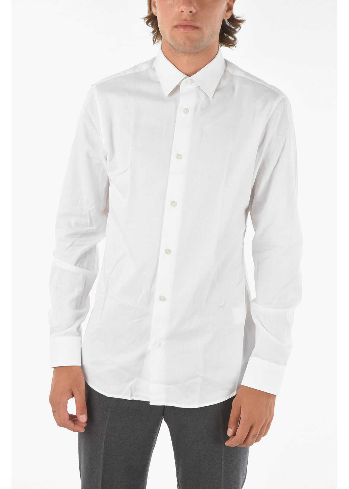 Ermenegildo Zegna Zzegna Cotton Slim Fit Shirt With Classic Collar White image3