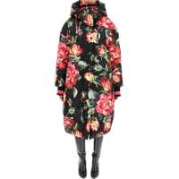 Geci de iarna Rose Print Long Puffer Jacket Femei