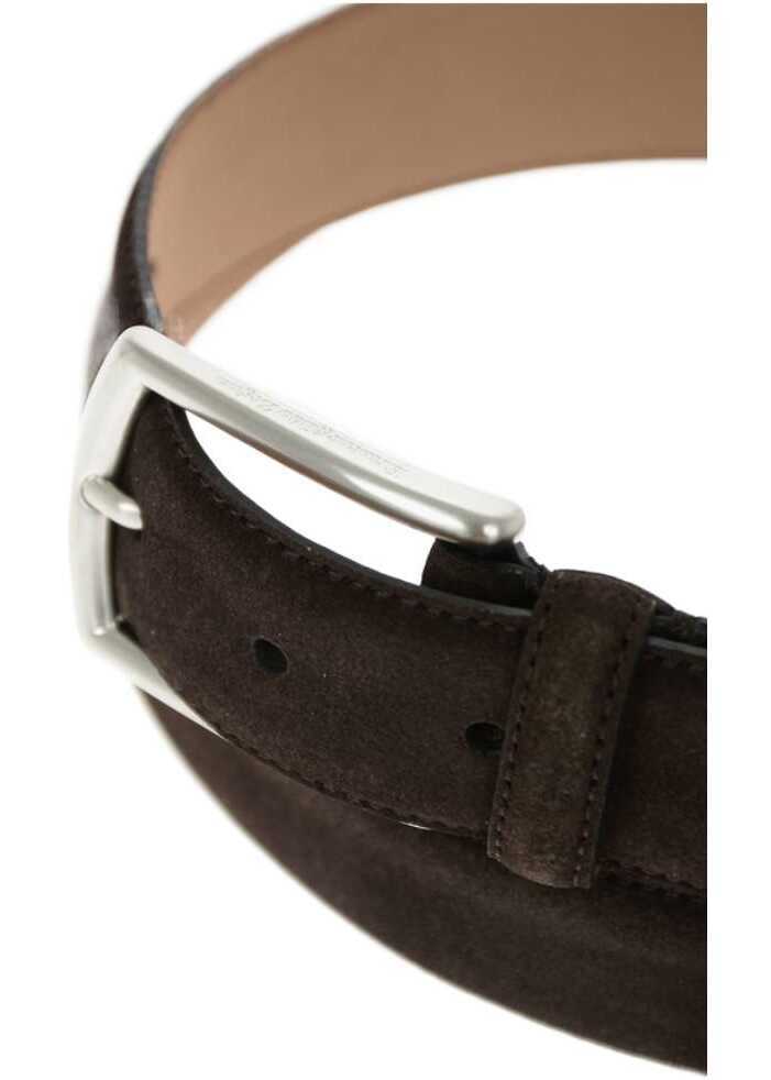 Curele Ermenegildo Zegna 40Mm Suede Leather Solid Color Belt Brown Barbati (BM 9121331) 2