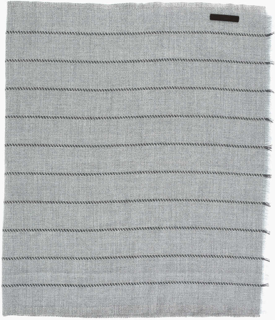 Esarfe Ermenegildo Zegna Solid Color Scarf With Fringes Gray Barbati (BM 9122438) 2