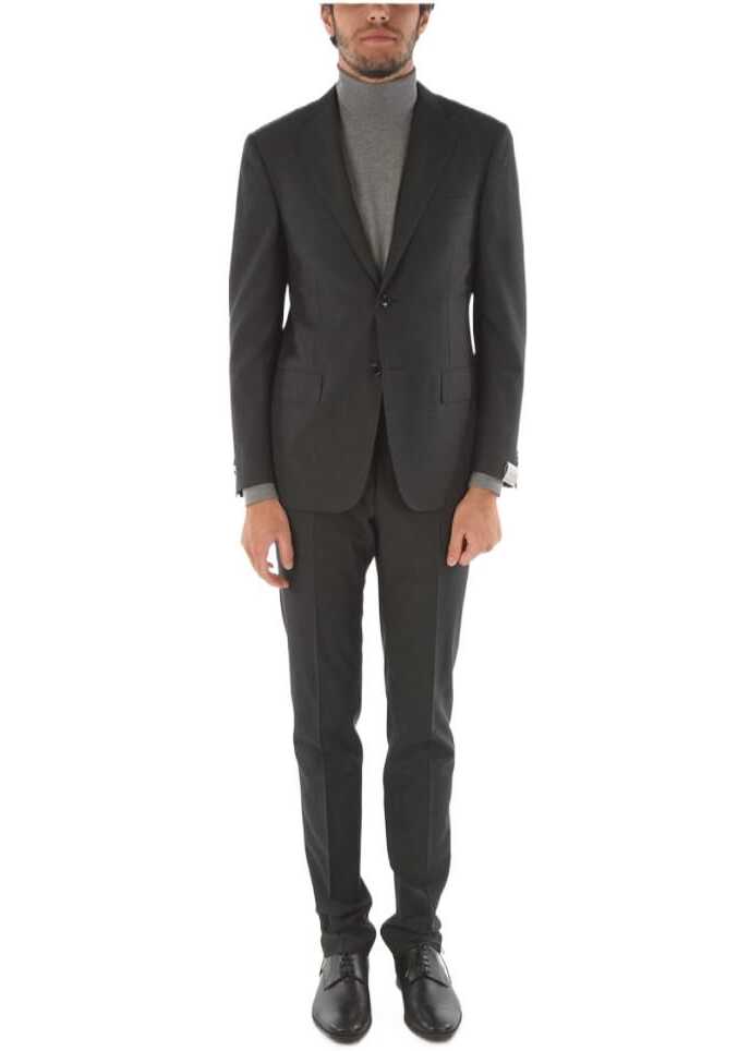 CORNELIANI Virgin Wool Mantua Side Vents 2-Button Suit Drop 6R Gray