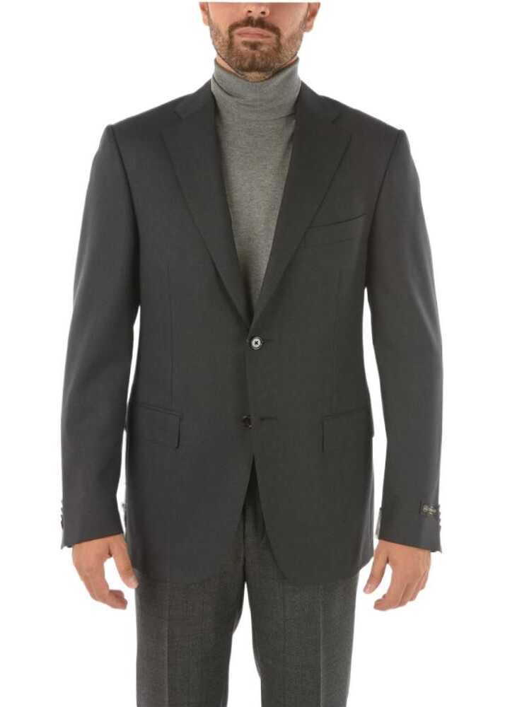 CORNELIANI Side Vents Notch Lapel 2-Button Blazer Gray