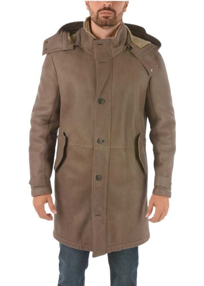 CORNELIANI Id Leather Outerwear Jacket With Removable Hood Brown